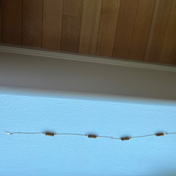 Vintage 14K Yellow Gold & 14K Yellow Gold Chain Tiger Eye 15 3/4"Choker Necklace - Picture 8 of 9